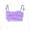 Fur Spaghetti Strap Corset Camisole for Women