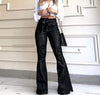 High Waist Lace-Up Bell Bottom Jeans for Women