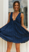 V-Neck Drawstring Asymmetric Swing Dress