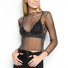 Long-Sleeved Sheer Mesh Silk T-Shirt