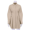 French Slim-Fit Retro Shirt Dress with Long Sleeves