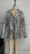 Sequined Collared Casual Blazer