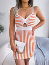 High Waist Striped Contrast Color Knit Dress