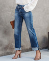 Urban Casual Washed-Out Straight Leg Denim Trousers for Women