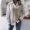 V-Neck Twist Loose Knitted Vest Sweater