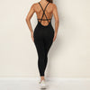 V-Ausschnitt Rückenfrei Yoga Fitness Jumpsuit Hüftsport Tanzhose Damen