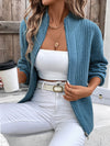 Stand Collar Solid Color Cardigan Sweater