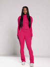 Sports Casual Tight Long Sleeve Micro-Flare Two-Piece Set for Women