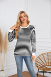 Striped Round Neck Long Sleeve Casual Sweatshirt for Women