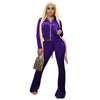 Two-Piece Velvet Solid Color Long Sleeve Cropped Casual Sports Suit