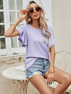 Women’s Hollow Out Ruffle Sleeve Casual T-Shirt