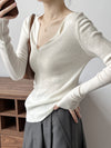 French V Neck Open Sweater Spring Inner Wear