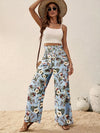 Printed Elastic Waist Wide Leg Pants