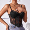 Lace Diamond Boned Corset Crop Top