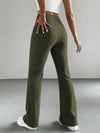 Solid Color Ribbed Knit Bell Bottom Pants