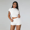 Popcorn Bubble Cropped Top and Shorts Set