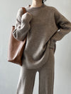 Minimalist Knit Sweater & Wide-Leg Pants Set