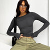 Solid Color Round Neck Long Sleeve Basic Top