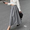 High Waist Slim Fit Pleated A-Line Skirt