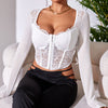 Sexy Lace Perspective Mesh Breasted Boning Corset Corset V-neck Sexy Top for Women