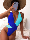 Criss Cross Color Block One-Piece Swimsuit