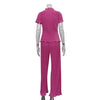 Slimming T-Shirt & High-Waist Pleated Wide-Leg Pants Set