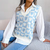 College Heart Knitted Vest Sweater