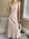 Chic Satin Glossy Drape Dress with Ribbon Detail