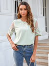 Elegant Round Neck Lace Chiffon Blouse for Women