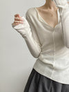 French V Neck Open Sweater Spring Inner Wear