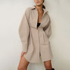 French Slim-Fit Retro Shirt Dress with Long Sleeves