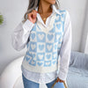 College Heart Knitted Vest Sweater