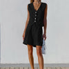 Cotton Linen Sleeveless Vest and Shorts Two-Piece Suit