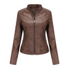 Slim Stand Collar Leather Motorcycle Jacket