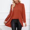 Faux Two-Piece Stand Collar Long Sleeve Top