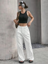 Casual High Waist Stitching Straight Leg Work Pants