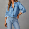 Casual Single-Breasted Long Sleeve Denim Shirt