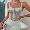 French Lace Stitching See-Through Vest Top