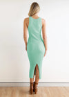 Fall Sleeveless Ribbed Split Sheath Dress