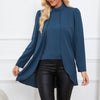 Faux Two-Piece Stand Collar Long Sleeve Top