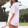 Striped Short Sleeve Beach Two-Piece Set