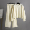 Women’s Casual Knit Sweater and Wide-Leg Pants Two-Piece Set