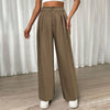 Pleated High Waist Loose Straight Pants for Women