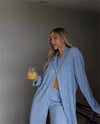 Solid Color Textured Loose Slimming Pleated Casual Suit