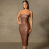 Solid Color Slim-Fit Tube Top Midi Dress