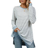 Contrast Color Striped Long Sleeve Loose Fitting T-Shirt