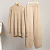 Turtleneck Sweater Suit - Loose Casual Thick Knit Trousers Set