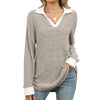 Women’s Contrast Lapel Long Sleeve Loose Fit Top