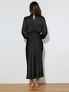 Elegant Long Sleeve Satin Evening Dress