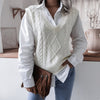 V-Neck Twist Loose Knitted Vest Sweater